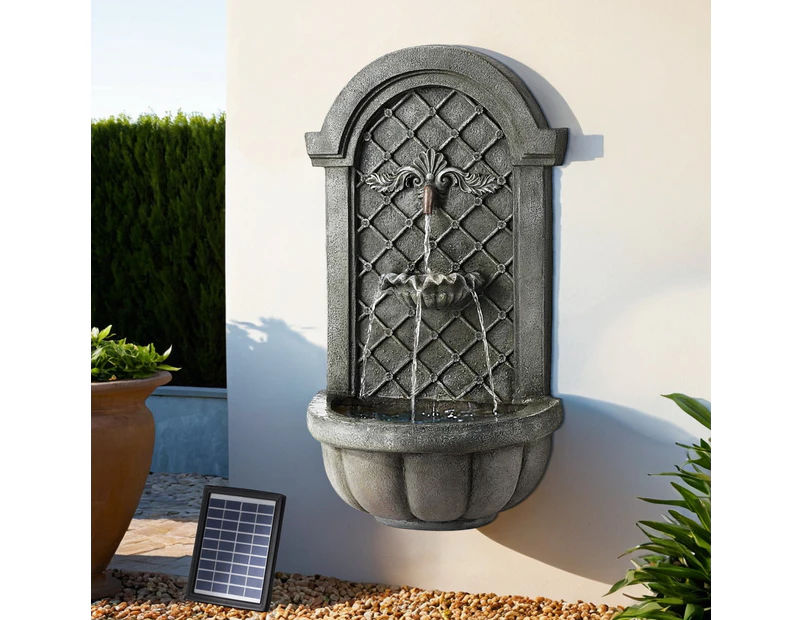 Gardeon Solar Fountain Water Feature Wall Mount Garden Fountains 80CM Grey