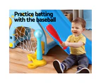 Keezi Kids Slide Set Baseball Bat Basketball Hoop Outdoor Playground 120cm Blue