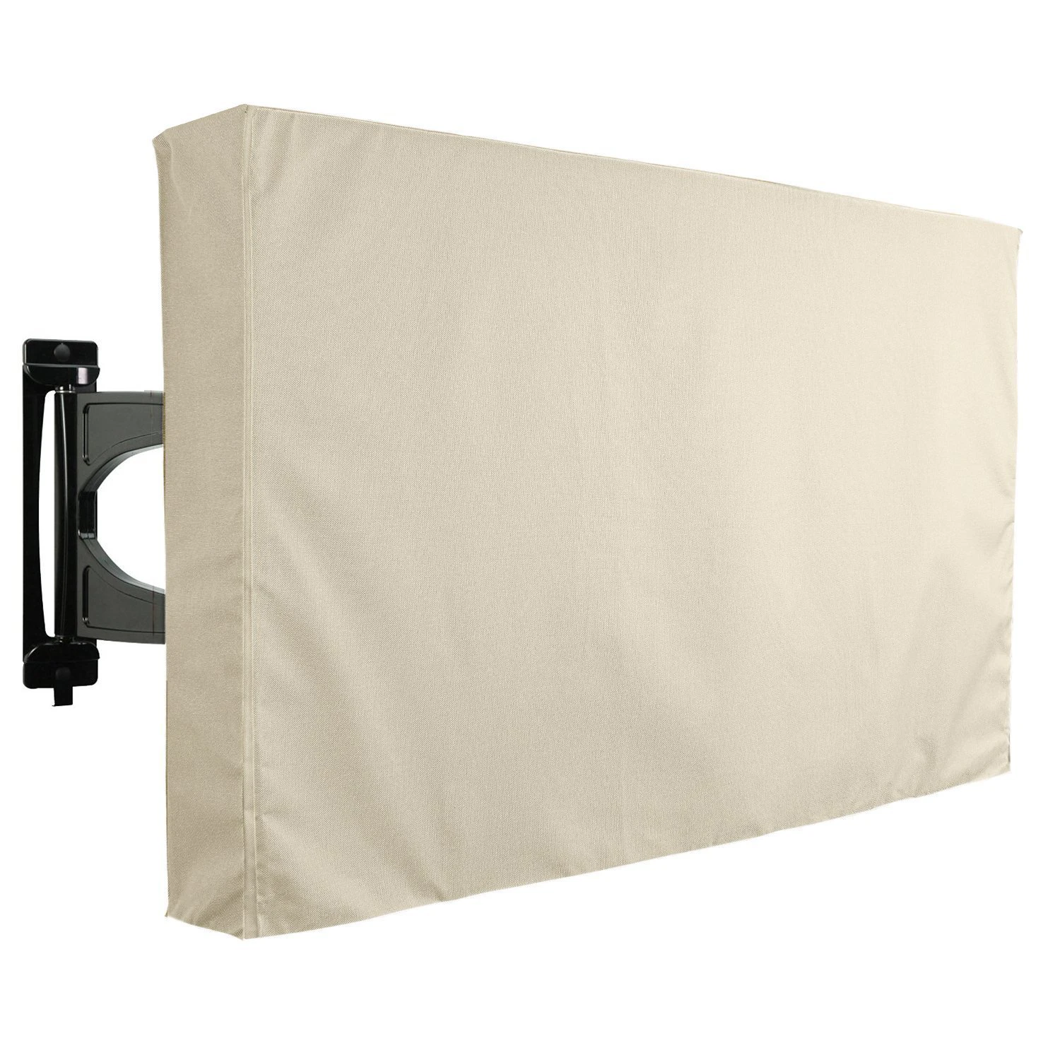 Multiple Size Options Super Waterproof Outdoor TV Cover with Remote Control Pocket Dustproof and Weatherproof Outdoor Television Protector Cover - Cream