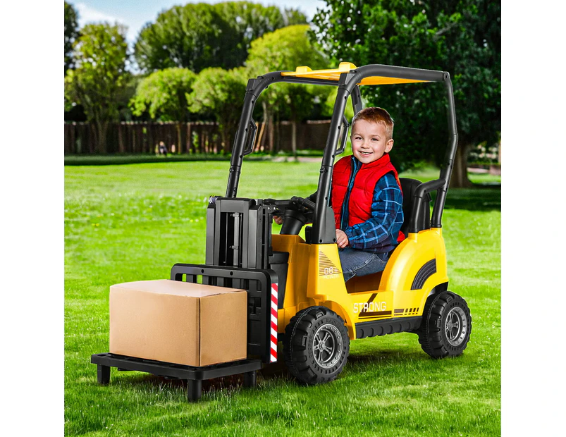 Rigo Kids Electric Ride On Car Forklift Loader Toys Cars Horn Remote 12V Yellow