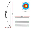 Everfit 55lbs Bow Arrow Set Recurve Takedown Archery Hunting for Beginner Green