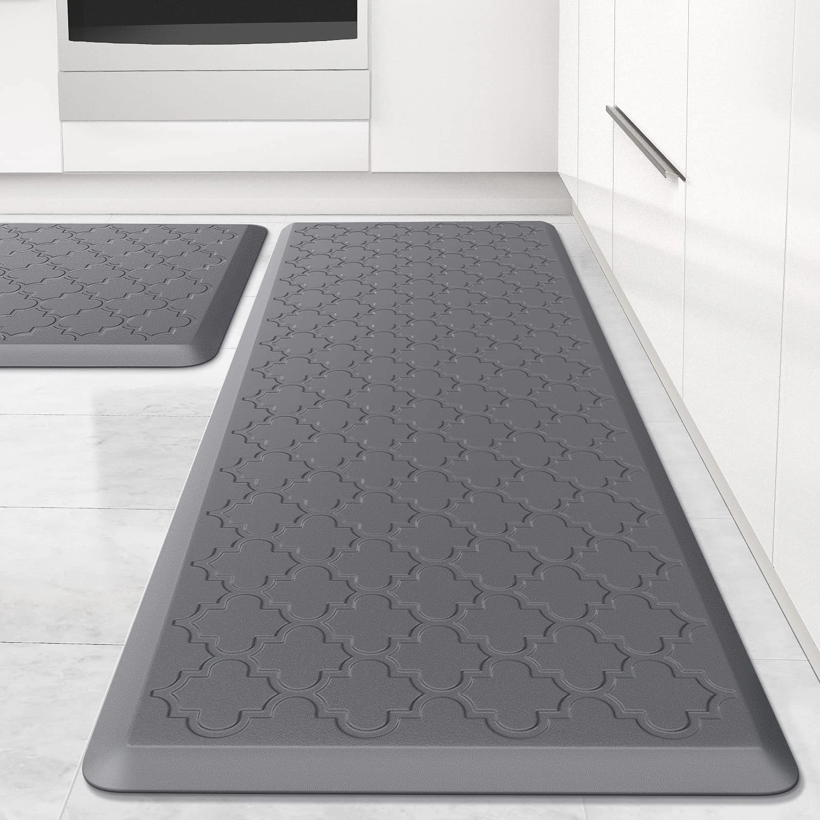 Anti-Fatigue Kitchen Floor Mat Waterproof Non-Skid Ergonomic Comfort Memory Foam Kitchen Rugs Kitchen Mats - Grey