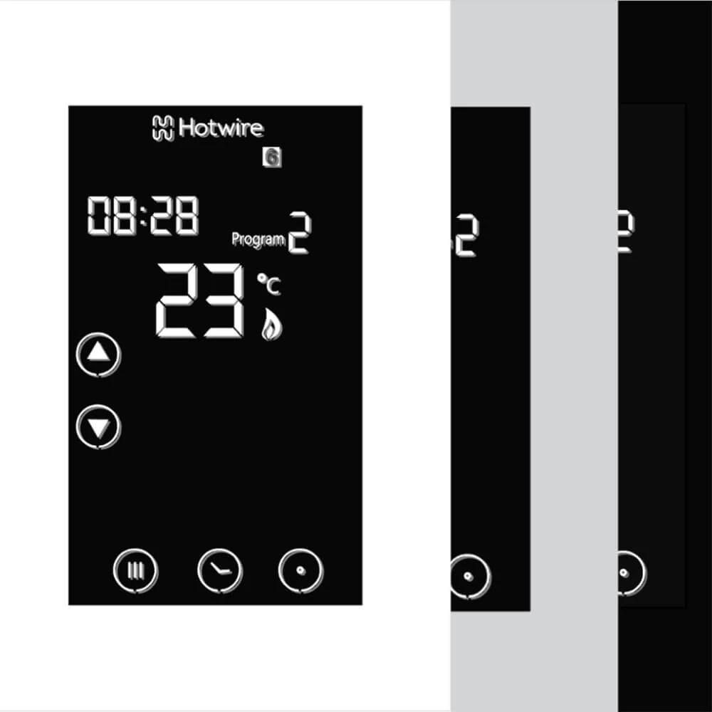 HOTWIRE HWGL2 Dual Touch Screen Control Panel for Floor Heating and Heated Towel Rail - Silver