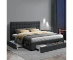 Artiss Bed Frame Queen Size with 4 Drawers Charcoal AVIO