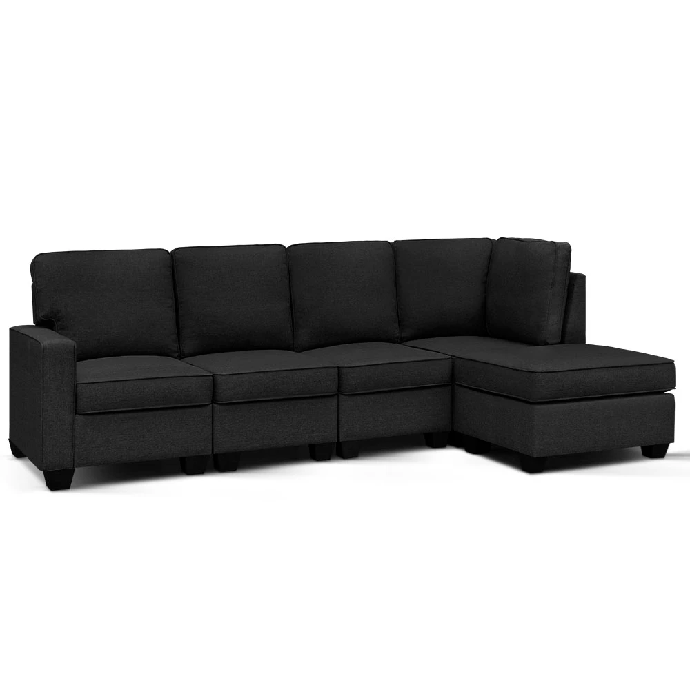 Artiss Modular Sofa Chaise Set 4-seater Dark Grey