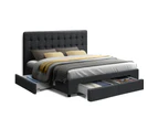 Artiss Bed Frame Queen Size with 4 Drawers Charcoal AVIO