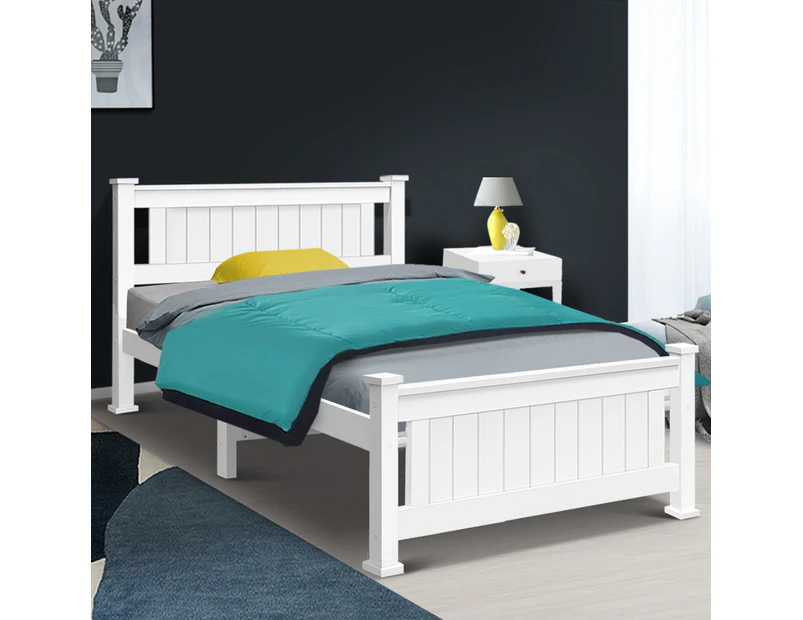 Artiss Bed Frame Queen Size Wooden White RIO