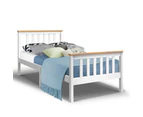 Artiss Bed Frame Single Size Wooden White PONY