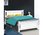 Artiss Bed Frame Queen Size Wooden White RIO