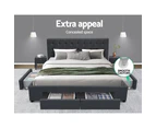 Artiss Bed Frame Queen Size with 4 Drawers Charcoal AVIO