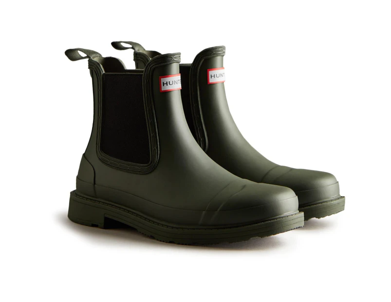 Hunter Womens Commando Chelsea Boots (Dark Olive) - FS10694