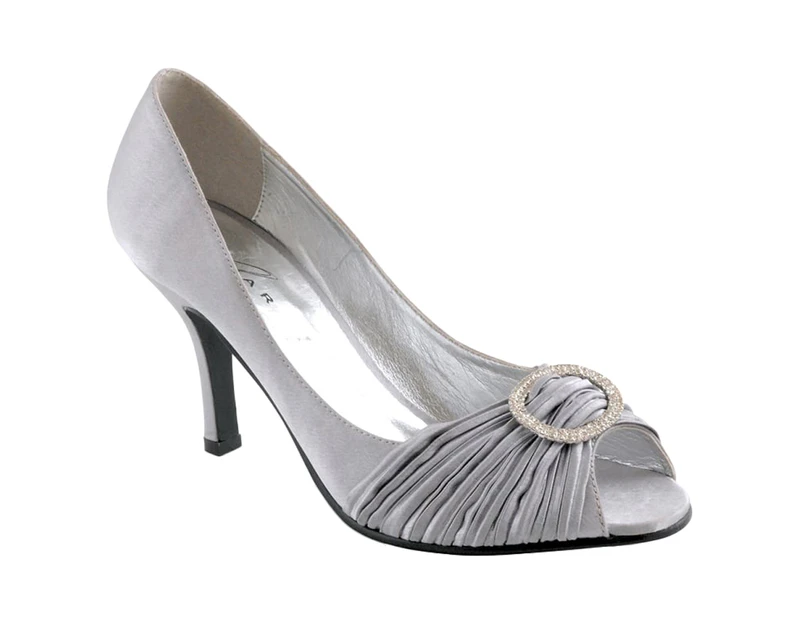 Lunar Womens Sienna Diamante Court Shoes (Light Grey) - GS253