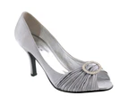 Lunar Womens Sienna Diamante Court Shoes (Light Grey) - GS253