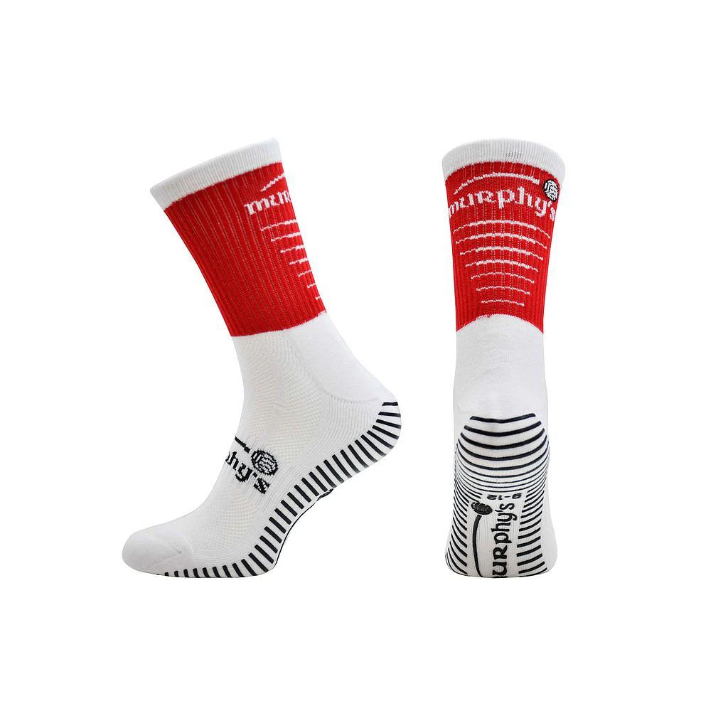 Murphys Childrens/Kids Pro GAA Gripped Mid Calf Socks (Red/White) - RD3082