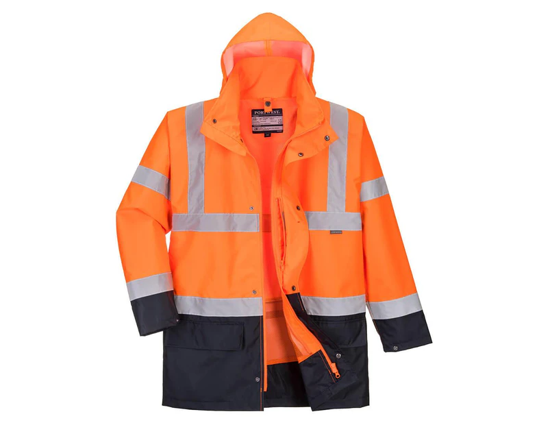 Portwest Mens Essential 5 In 1 Hi-Vis Safety Jacket (Orange/Navy) - PW469