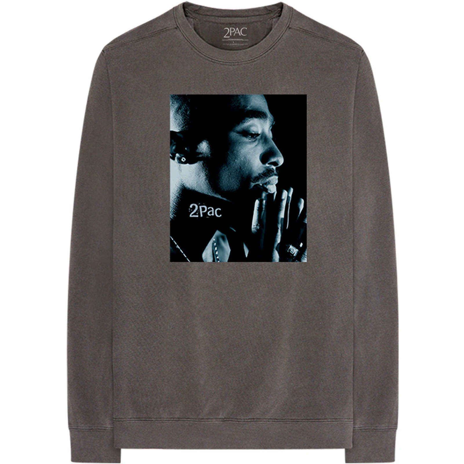 Tupac Shakur Unisex Adult Changes Side Photo Long-Sleeved T-Shirt (Charcoal Grey) - RO6478