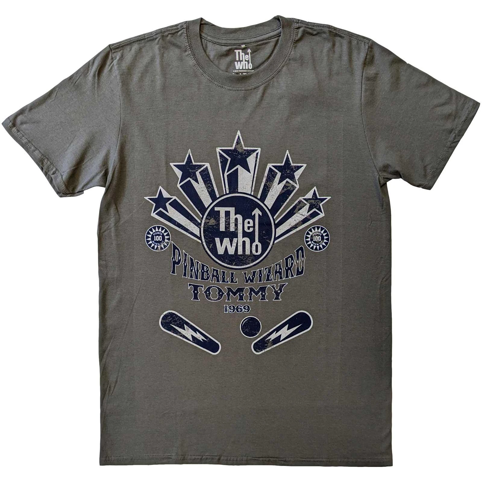 The Who Unisex Adult Pinball Wizard Flippers Cotton T-Shirt (Charcoal Grey) - RO7867