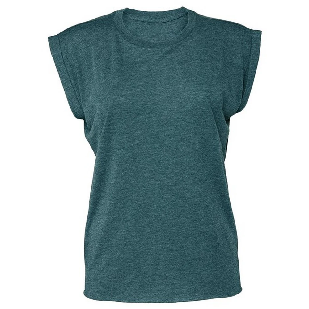 Bella + Canvas Womens Roll Sleeve T-Shirt (Deep Teal Heather) - RW9261