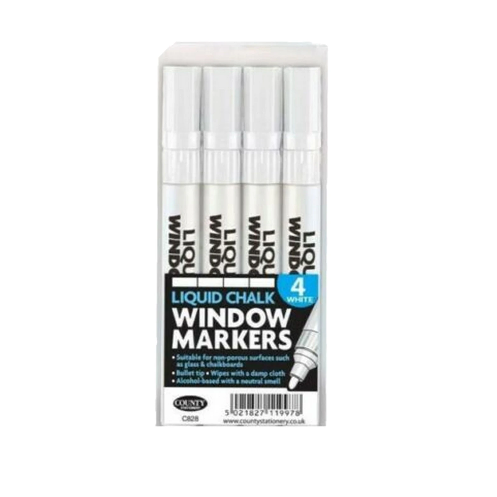 County Stationery Chalk Marker (Pack of 4) (White) - SG19041