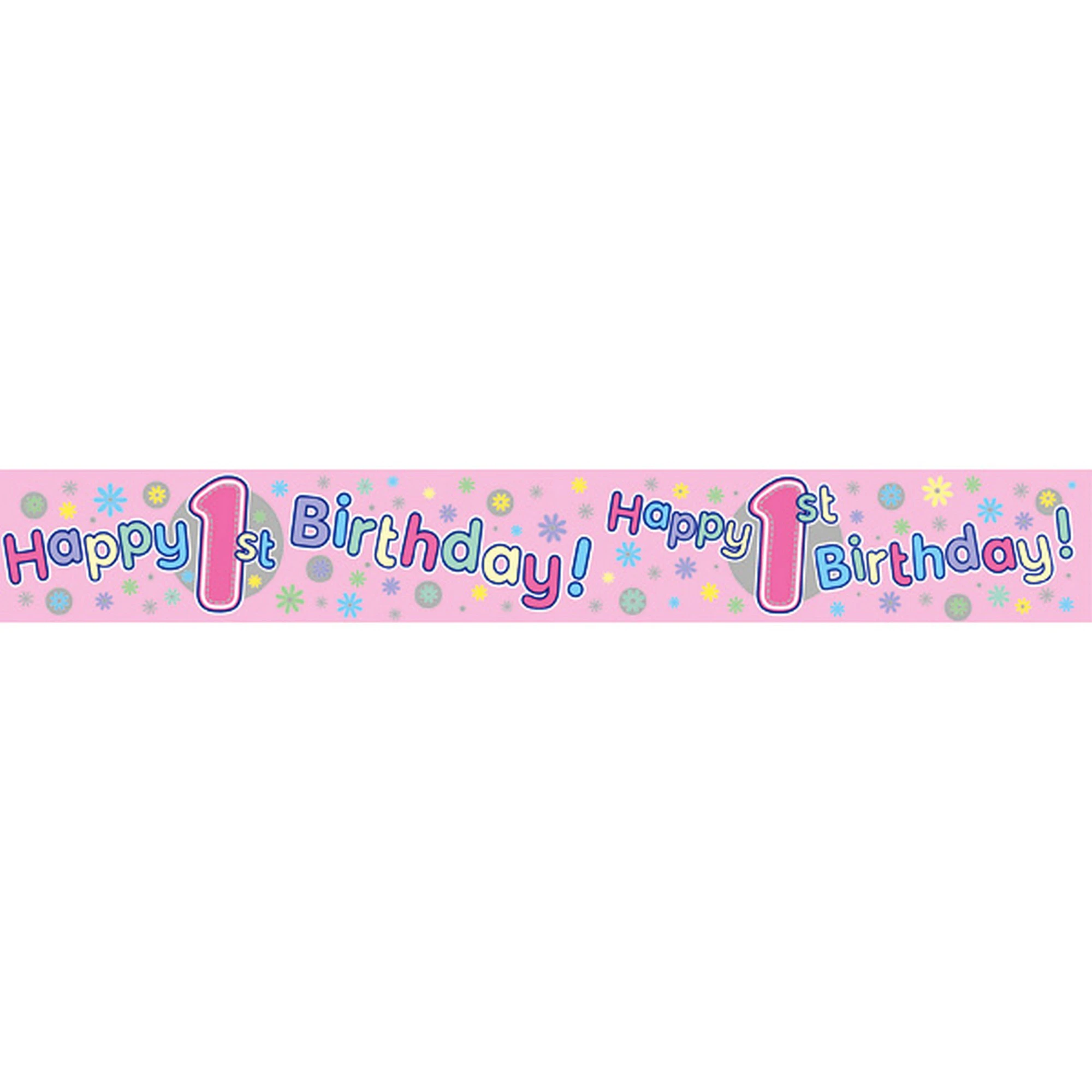 Expression Factory Childrens Girls 1st Birthday Party Foil Banner (Pink) - SG11642