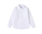 White Girls Peter Pan Collar Long Sleeve School Shirt with two button Adjustable Cuff