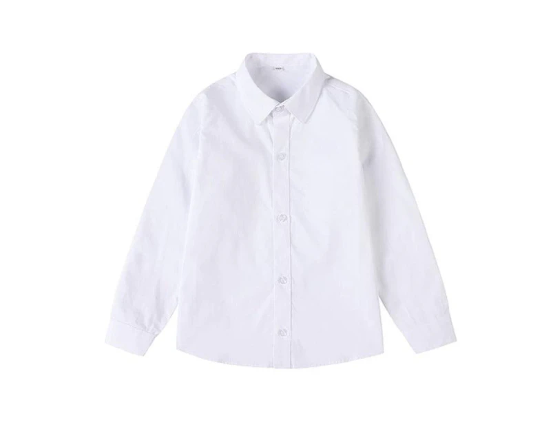 White Girls Peter Pan Collar Long Sleeve School Shirt with two button Adjustable Cuff