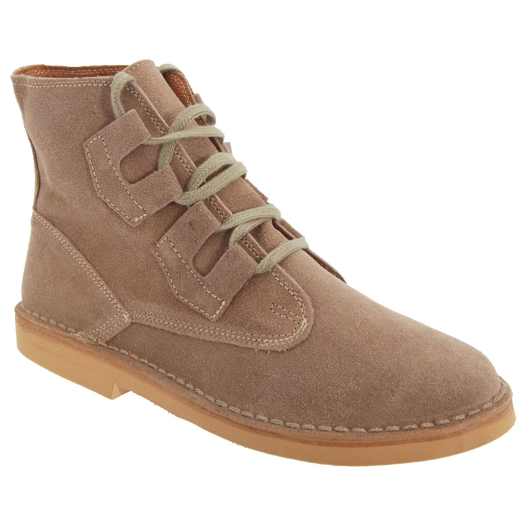 Roamers Mens Ghillie Tie Real Suede Desert Boots (Dark Taupe) - DF225