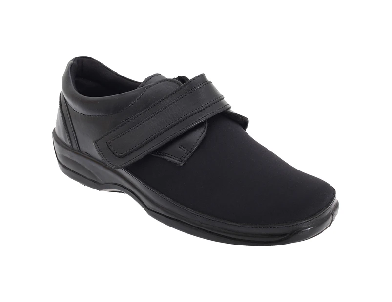 Mod Comfys Womens X Wide Orthotics Stretch Comfort Shoes (Black) - DF364