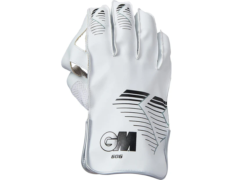 Gunn And Moore Mens 606 Leather Palm 2023 Wicket Keeper Gloves (White) - CS1607