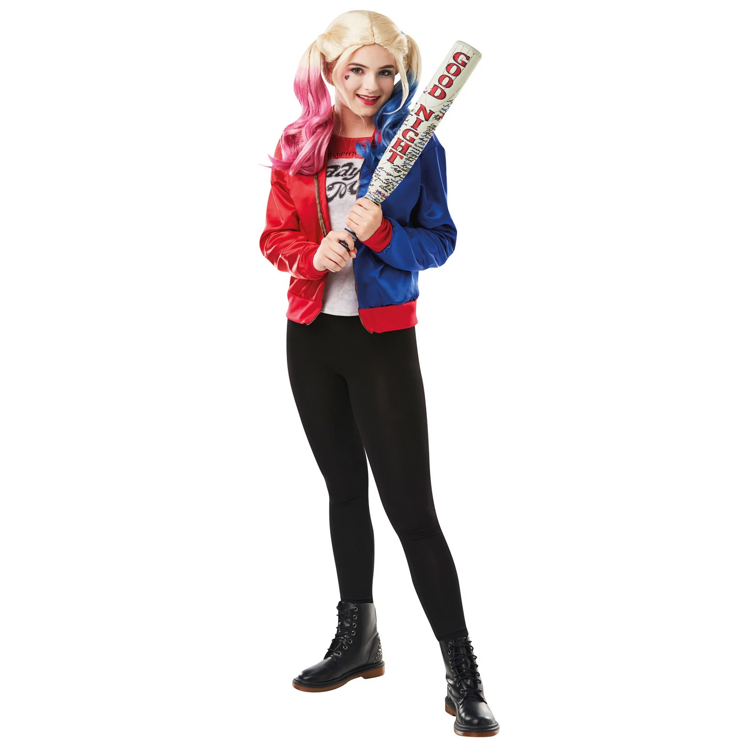 Harley Quinn Childrens/Kids Property Of The Joker Costume (Red/Blue) - BN5143