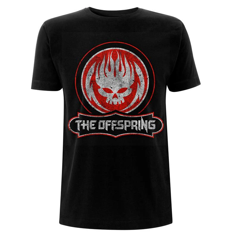 The Offspring Unisex Adult Distressed Skull T-Shirt (Black) - HE1821