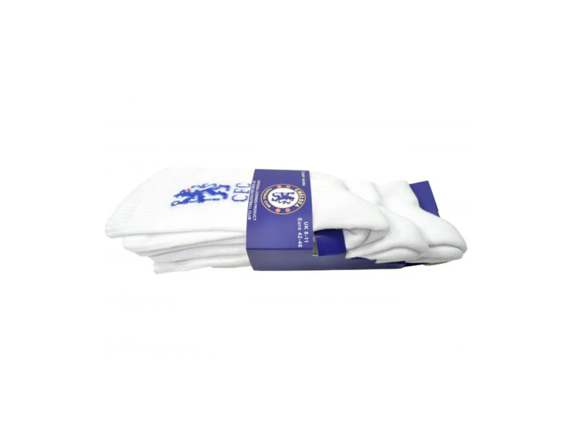Chelsea FC Unisex Adult Sports Socks (Pack of 3) (White/Blue) - BS3703