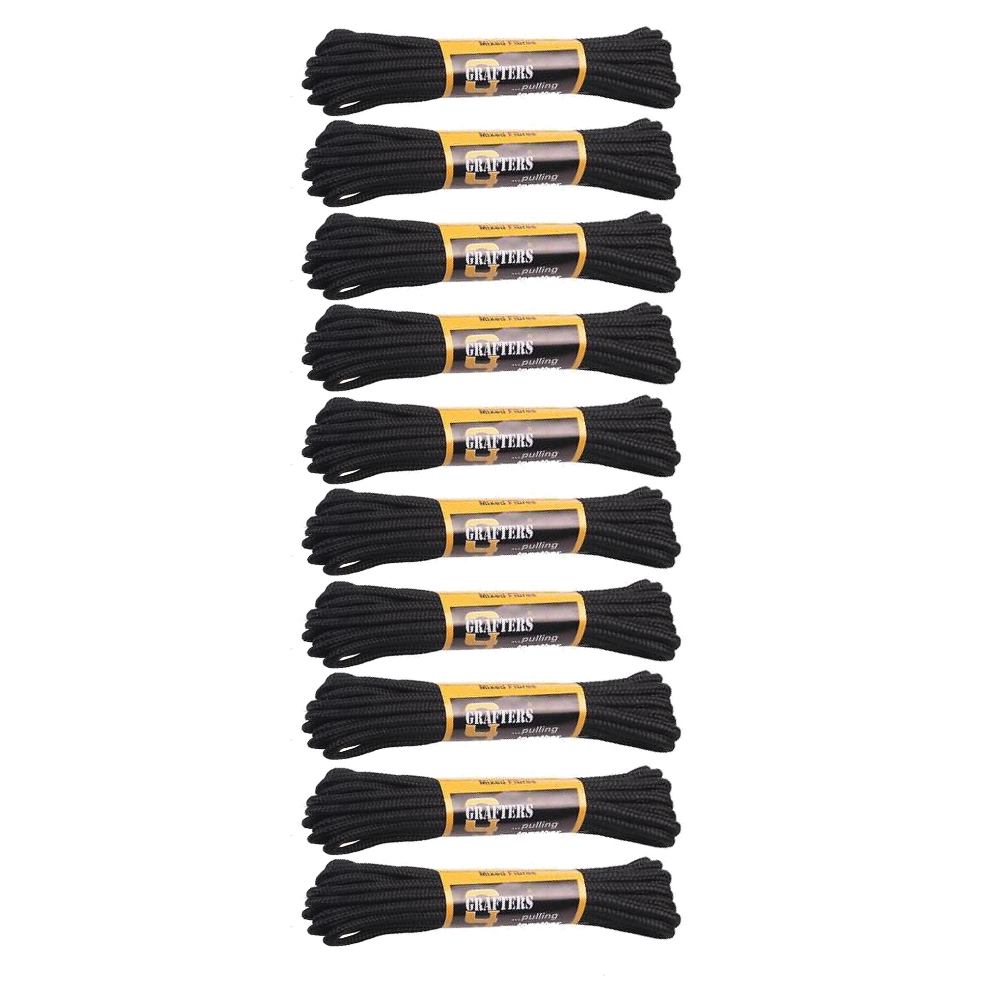 Grafters Round 210cm Boot Laces (Packet Of 10) (Black) - DF927