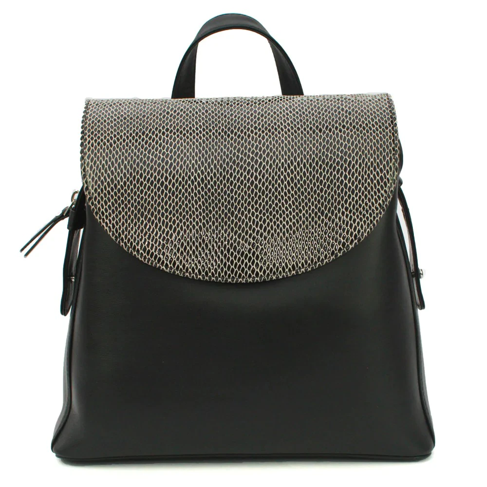 Eastern Counties Leather Petra Snake Print Leather Backpack (Black) - EL433