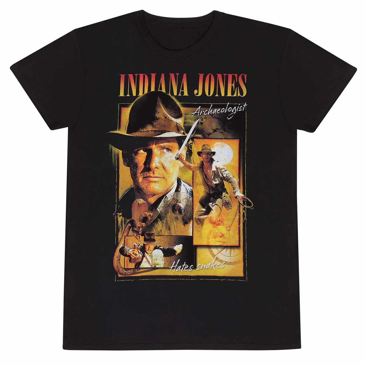 Indiana Jones Unisex Adult Homage T-Shirt (Black) - HE1702