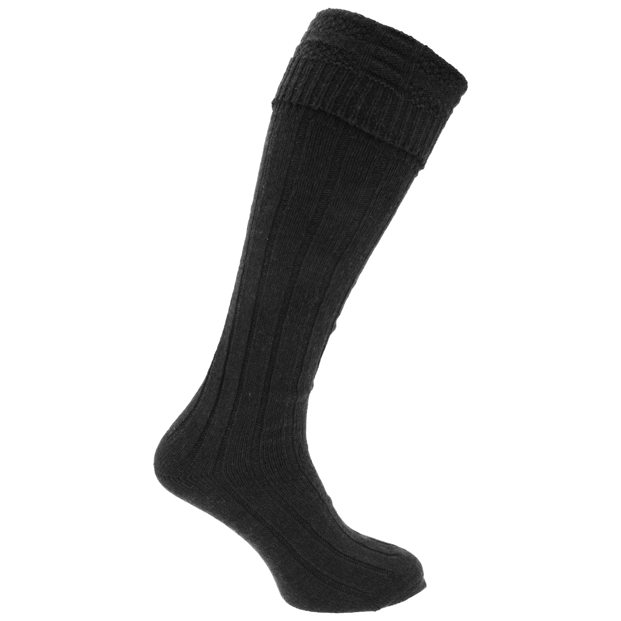 Mens Scottish Highland Wear Wool Kilt Hose Socks (1 Pair) (Black) - MB442