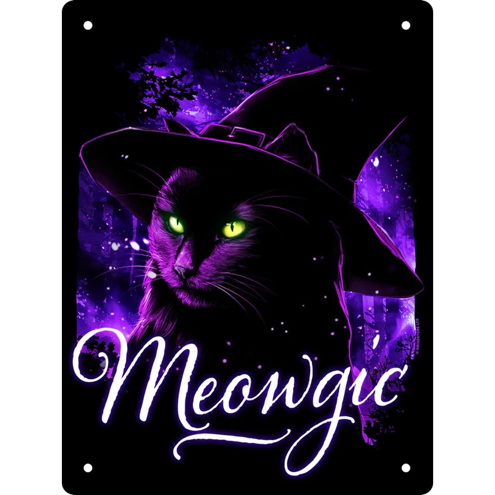 Grindstore Meowgic Tin Plaque (Purple/Black/White) - GR7287