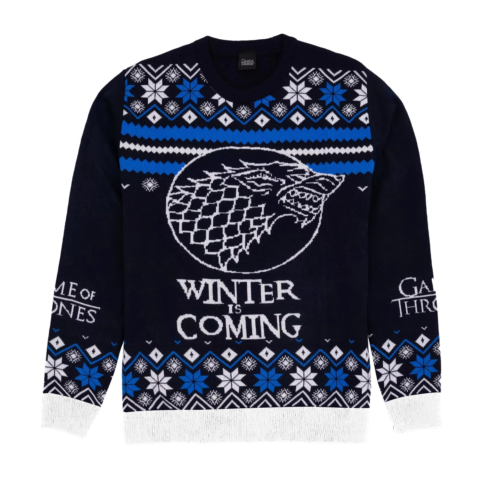 Game Of Thrones Unisex Adult Stark Knitted Christmas Jumper (Blue/White) - NS7026