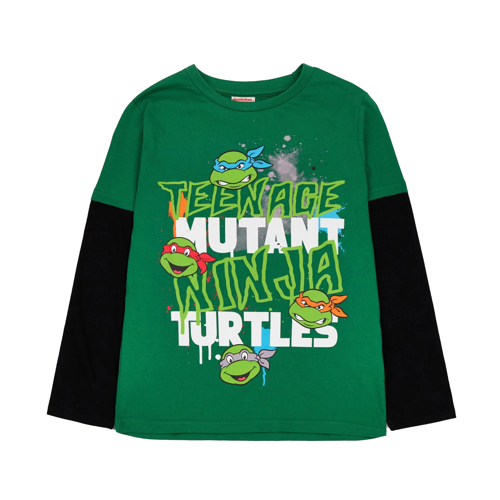 Teenage Mutant Ninja Turtles Boys Text Long-Sleeved T-Shirt (Green) - NS7634