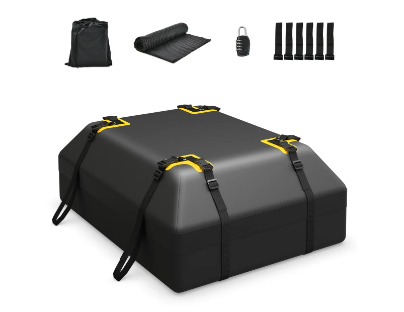 Costway 425L Car Roof Bag Waterproof Rooftop Cargo Carrier w/Non-slip Mat,Storage Bag, Coded Lock