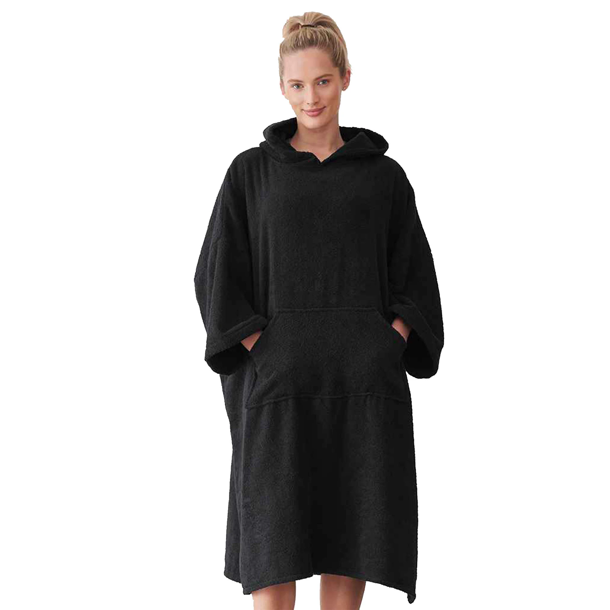 Towel City Unisex Adult Oversized Poncho (Black) - PC5030