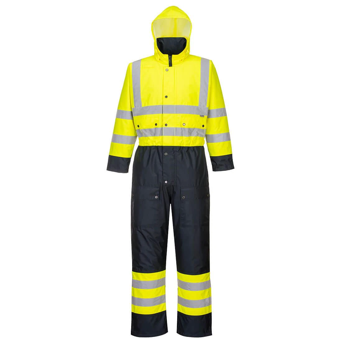 Portwest Unisex Adult Contrast Hi-Vis Winter Overalls (Yellow/Navy) - PW1158