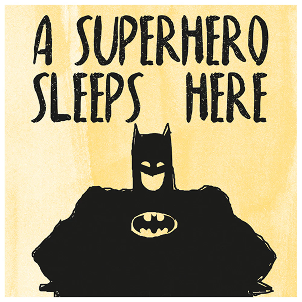 Batman A Superhero Sleeps Here Print (Yellow/Black) - PM6035