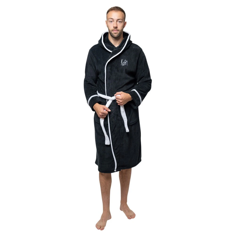 Korn Unisex Adult Logo Robe (Black/White) - RO3479