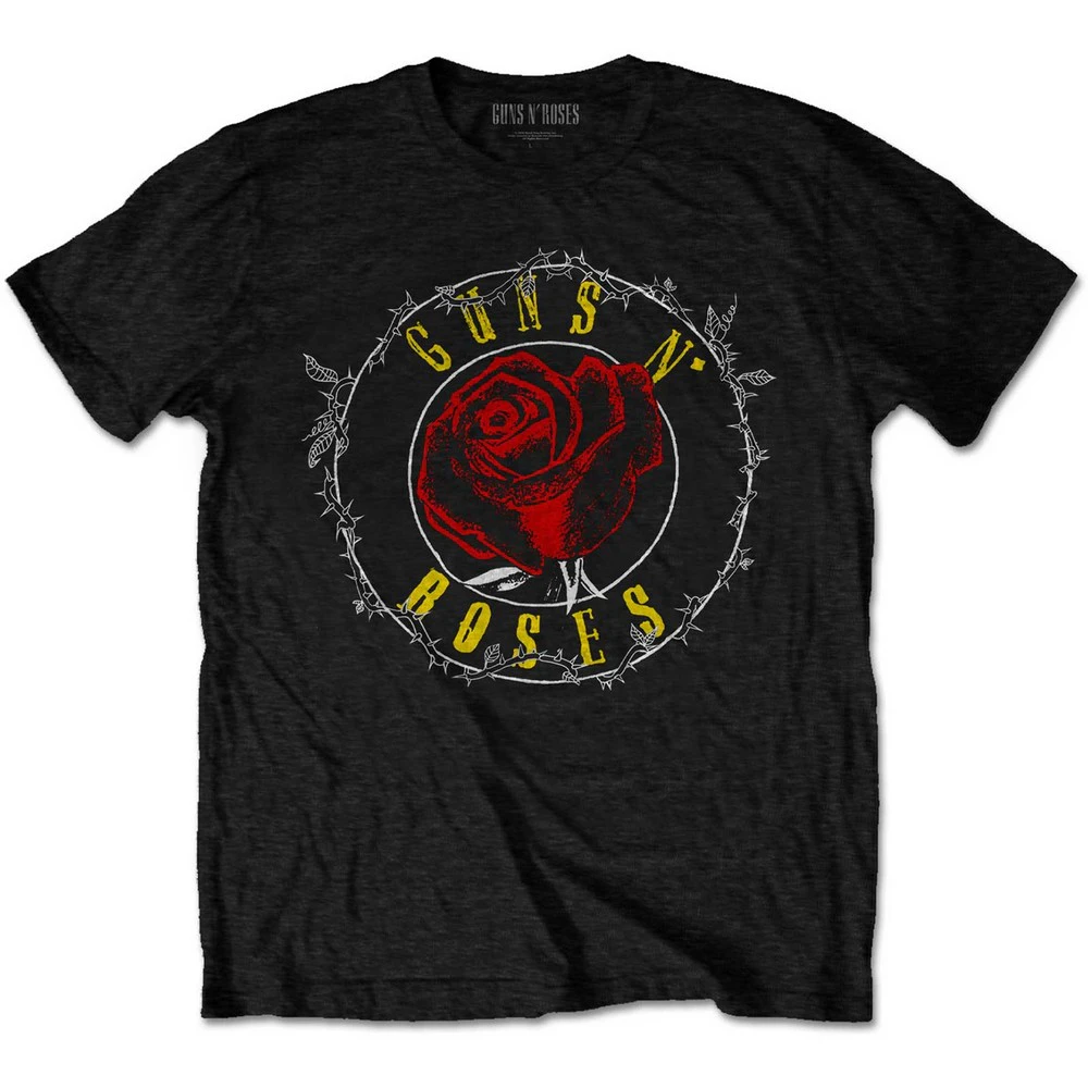 Guns N Roses Unisex Adult Paradise City Rose Circle T-Shirt (Black) - RO3848