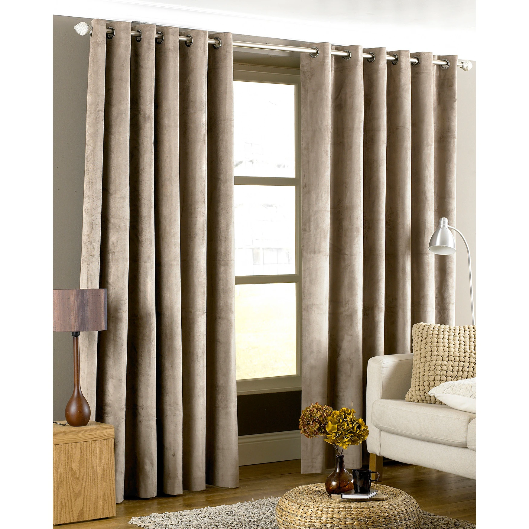 Riva Home Imperial Ringtop Curtains (Taupe) - RV501