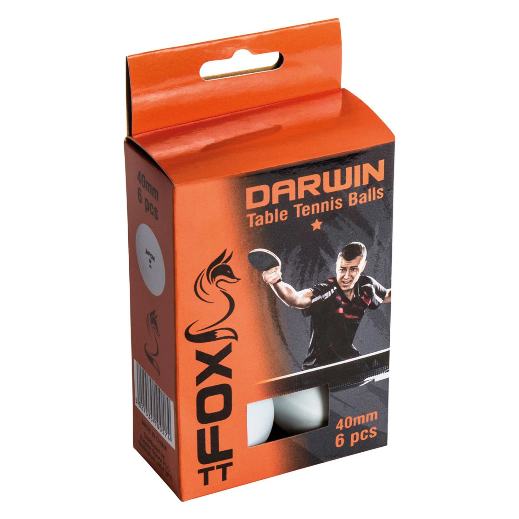 Fox TT Darwin 1 Star Table Tennis Balls (Pack of 6) (White) - RD670