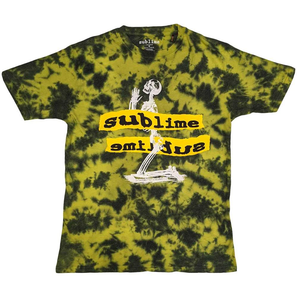 Sublime Unisex Adult Praying Skeleton Tie Dye T-Shirt (Yellow) - RO4965