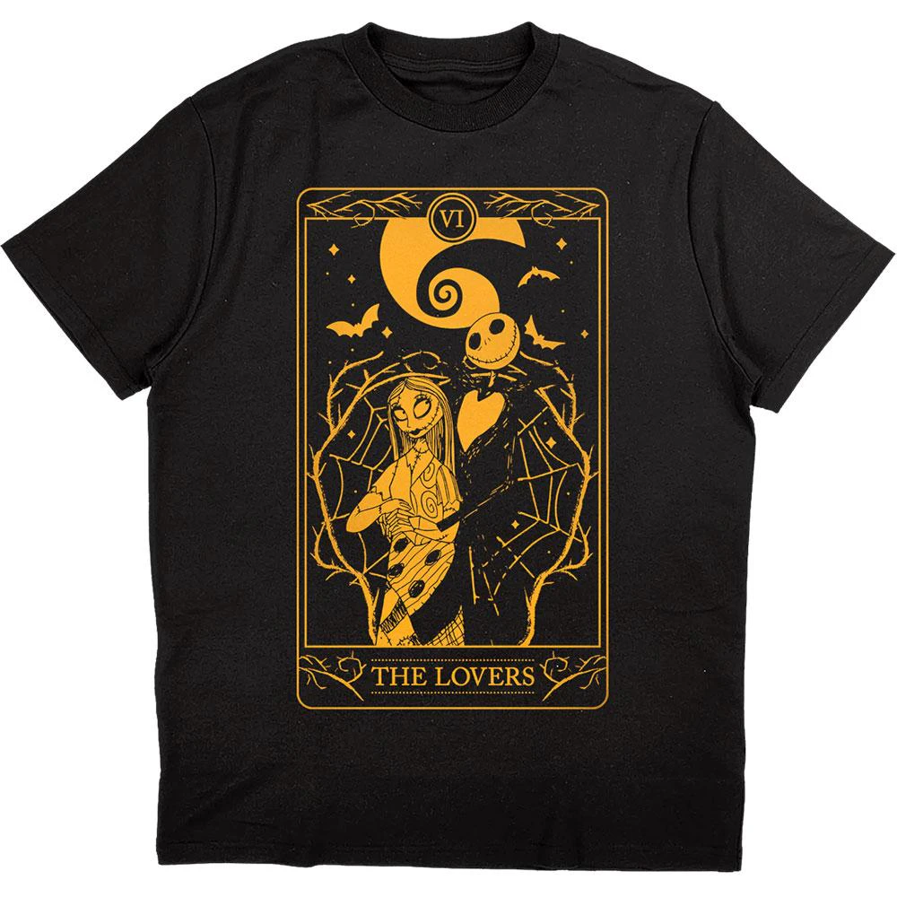 Nightmare Before Christmas Unisex Adult Jack and Sally The Lovers Cotton T-Shirt (Black) - RO3677