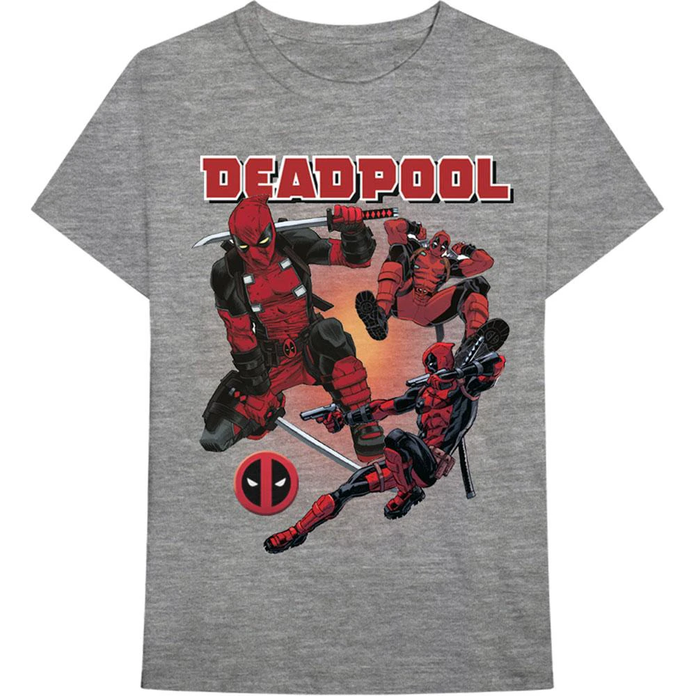 Deadpool Unisex Adult Collage T-Shirt (Grey) - RO9039